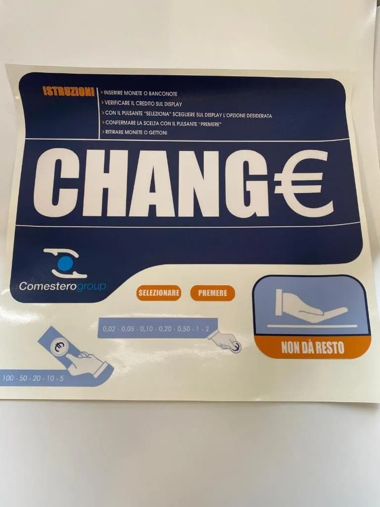 Art. F5.15.01.COM-08   Klebfolie CHANGE für Geldwechslerautomat Comestero Multicoin